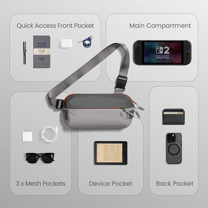 tomtoc Compact EDC Sling Bag 3L-10L, Minimalist Crossbody Bag Chest Shoulder - Image 6