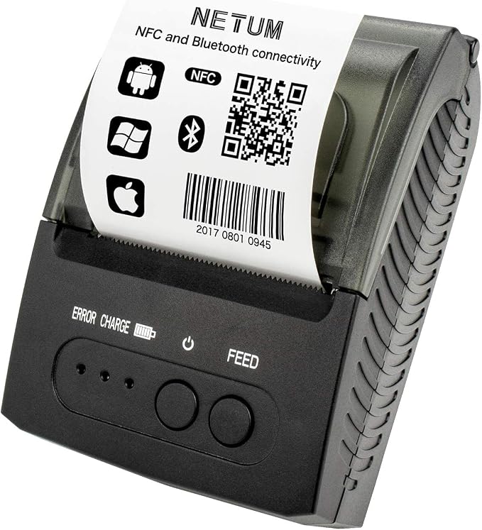 NETUM Bluetooth Receipt Printer, Portable 58mm Mini Thermal Pos Printer by NETUM