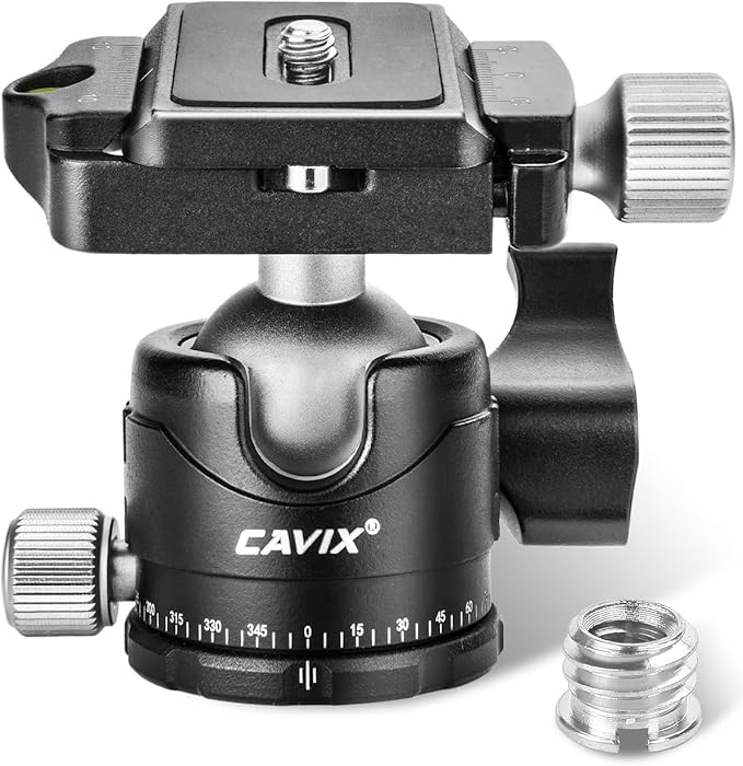 CAVIX Ball Head Mount with 1/4" Screw Arca Type Quick Release Plate 360 Degree by CAVIX