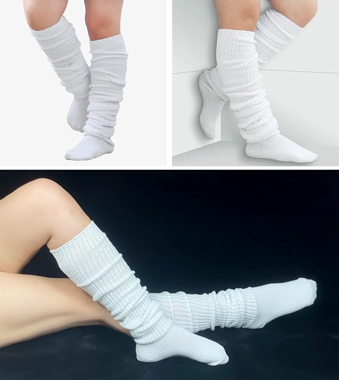 Women's Extra Knit Japanese Style Loose Socks White Lolita Leg Warmer Bubble - Image 5