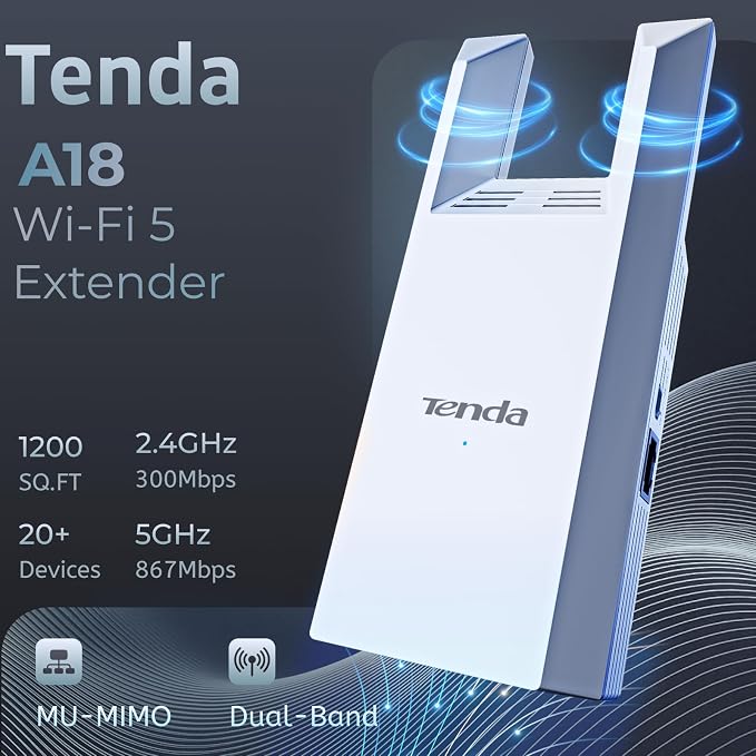 Tenda WiFi Range Extender AC1200, Dual-Band867Mbps 5GHz/300Mbps 2.4GHz - Image 3