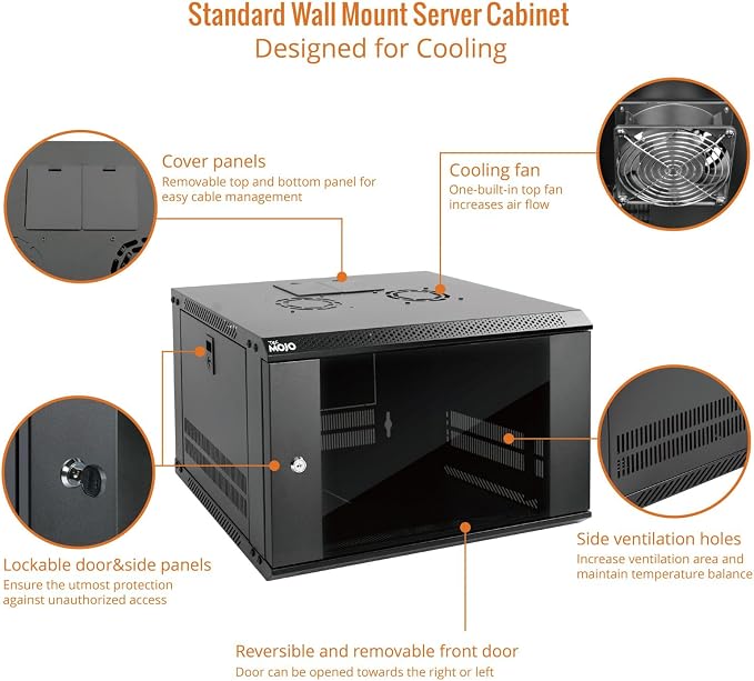 Tecmojo 6U Wall Mount Server Cabinet IT Network Rack Enclosure Lockable Door - Image 3
