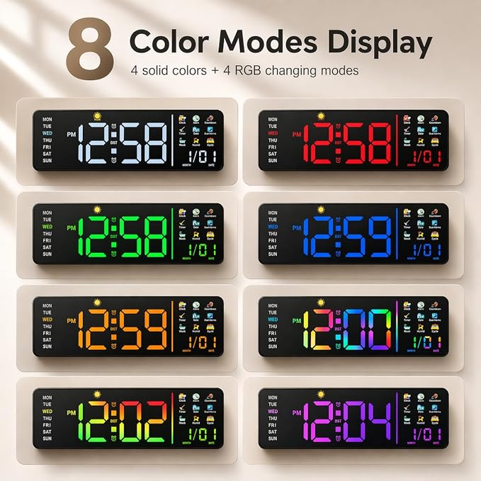 Hoifen Clock with Day and Date for Seniors, Remote Control, Night Light - Image 2