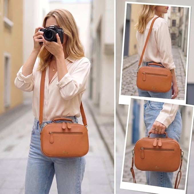 Camera Sling Bag, Waterproof PU Leather Crossbody Camere Bag - Image 8