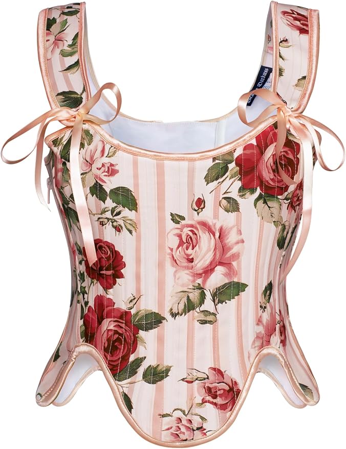 SCARLET DARKNESS Bustier Tops for Women Renaissance Floral Lace Up Bodyshaper by SCARLETDARKNESS