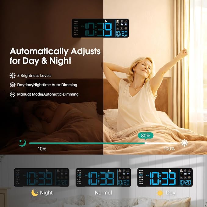 Hoifen Clock with Day and Date for Seniors, Remote Control, Night Light - Image 6