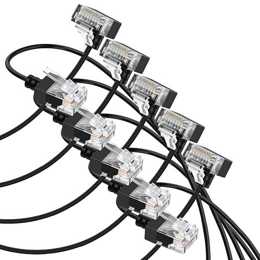 Cat6A Ethernet Cable 90 Degree Up Angled 10FT 5 Pack, Flexible Slim & Ultra by Thzzhnno