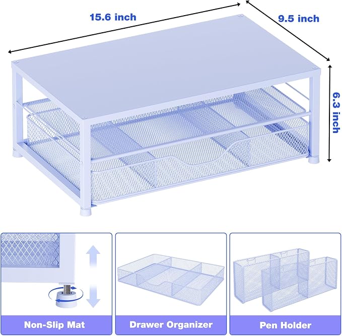OPNICE Desk Organizers and Accessories, 2-Tier Computer Monitor Stand Riser - Image 3