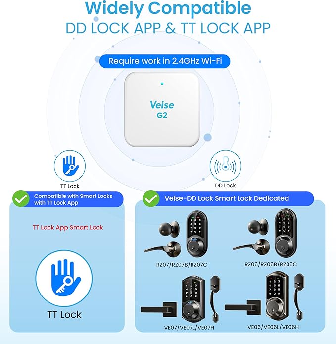 Veise G2 Gateway, Smart Deadbolt Wi-Fi Gateway, Remote Control, Compatible - Image 5