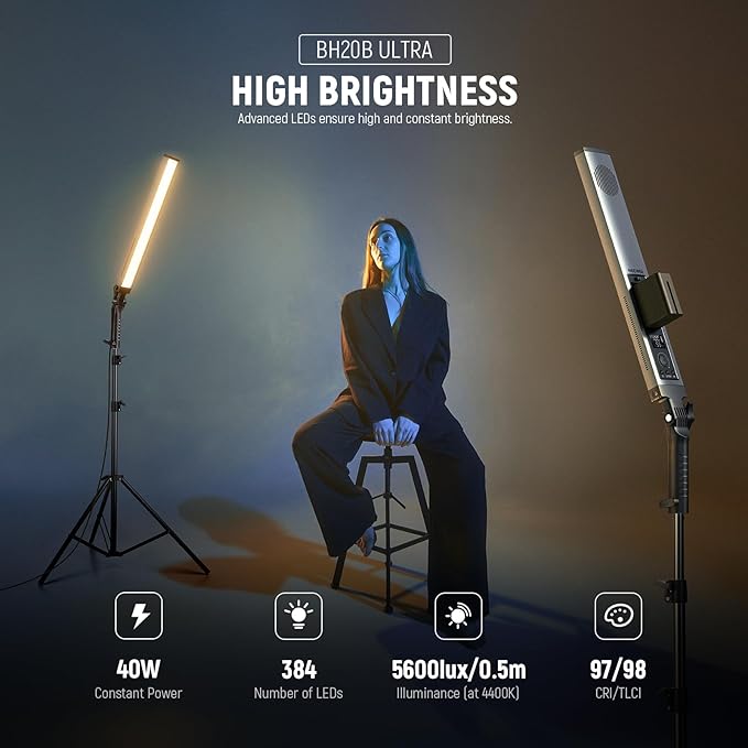 NEEWER Handheld 2.4G LED Video Light Stick Kit, Upgraded 40W Dimmable - Image 3