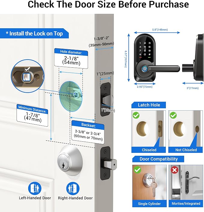 Veise RZ09 Smart Lock, 7-in-1 Keyless Entry - Image 6