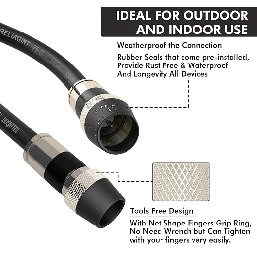 25ft RG6 Coaxial Cable, 75 Ohm TV Coax Cable - Image 5