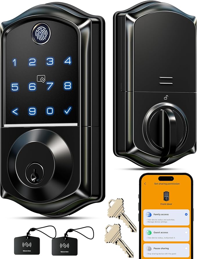 Veise VE017 Fingerprint Smart Door Lock, App Control, 8-in-1 Keyless Entry by Veise