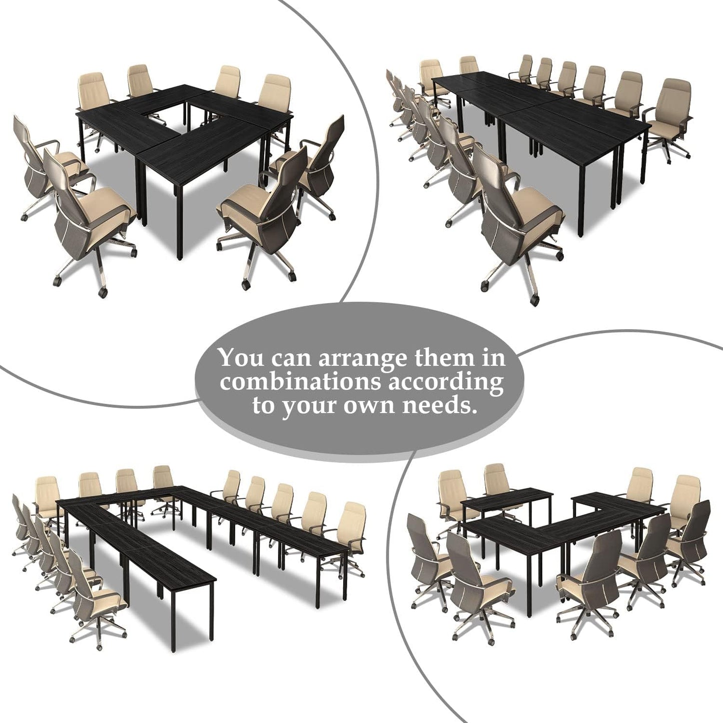Bonzy Home Conference Tables 9ft Office Computer Desk for Meeting Room Study Writing Printer Podcast Table Save Space Design for 10 People Modern Black 4PCS (110.2"x47.2"x29.5", Black)