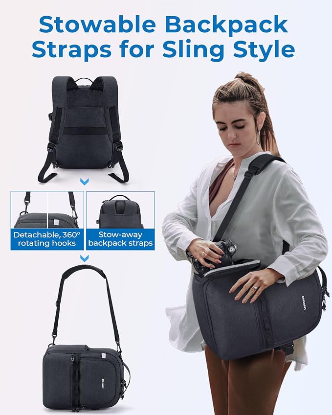 BAGSMART Camera Backpack, DSLR SLR Small Camera Bags - Image 2