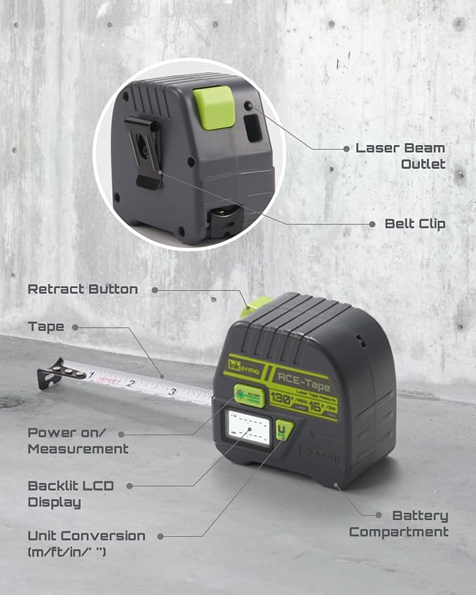 Laser Tape Measure 2-in-1, Inkerma 130Ft Laser Measurement Tool & 16Ft - Image 6
