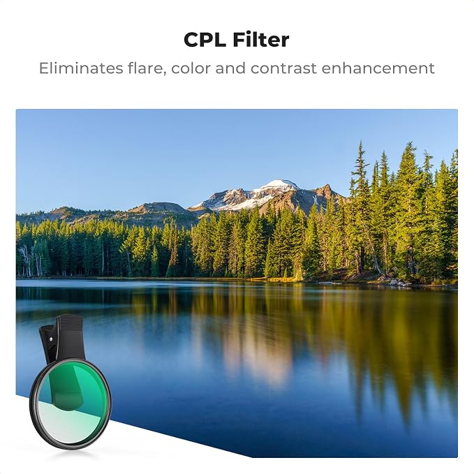 K&F CONCEPT 67mm Clip-on CPL Phone Camera Lens Filter Kit, Circular Polarizer - Image 2