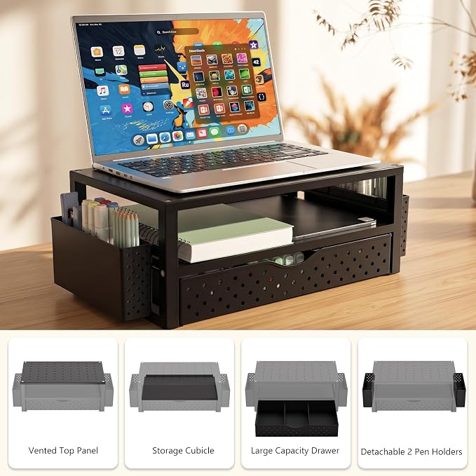 WALI Monitor Stand Riser with Drawer and 2 Pen Holders, Desk Organizers and - Image 7