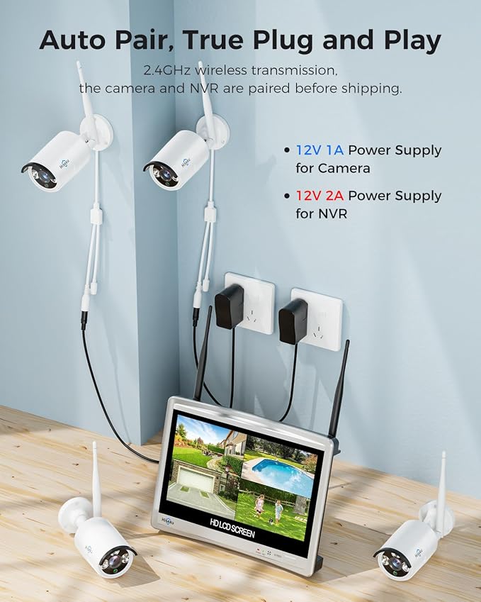 Hiseeu Home Security System, 24/7 Recording 5MP Wired Plug-in Powered Outdoor - Image 2
