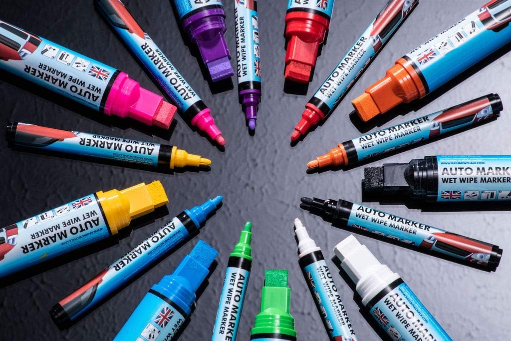 Window Markers for Glass Washable Car Window Paint Pen- Dry Erase Liquid Chalk Marker Car Decorations on All Surfaces, Tire, Windshield - Auto Marker, Autowriter, Rain Resistant (Orange, Jumbo Tip)