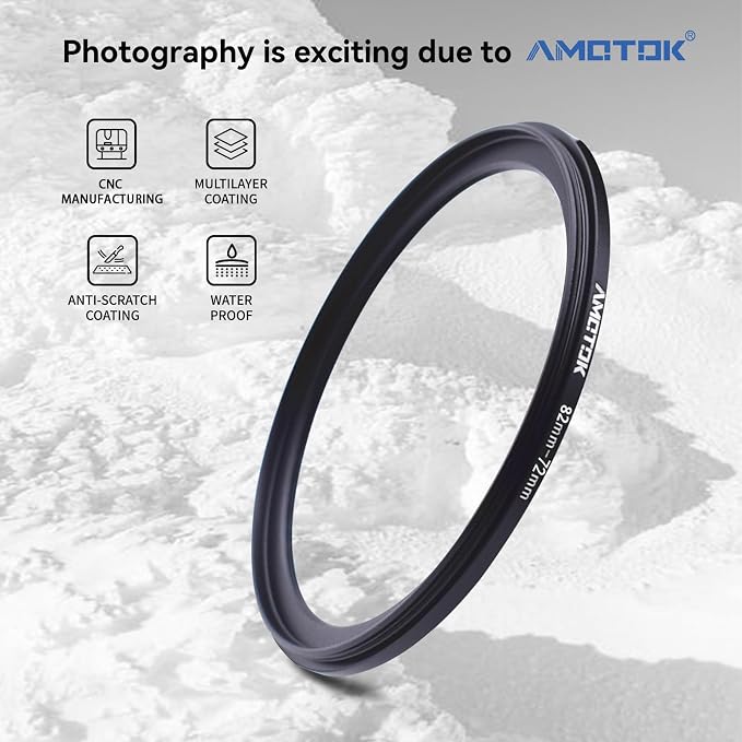 82mm Lens to 72mm Camera Lens Adapter, 82mm to 72mm Filter Step-Down Ring - Image 2