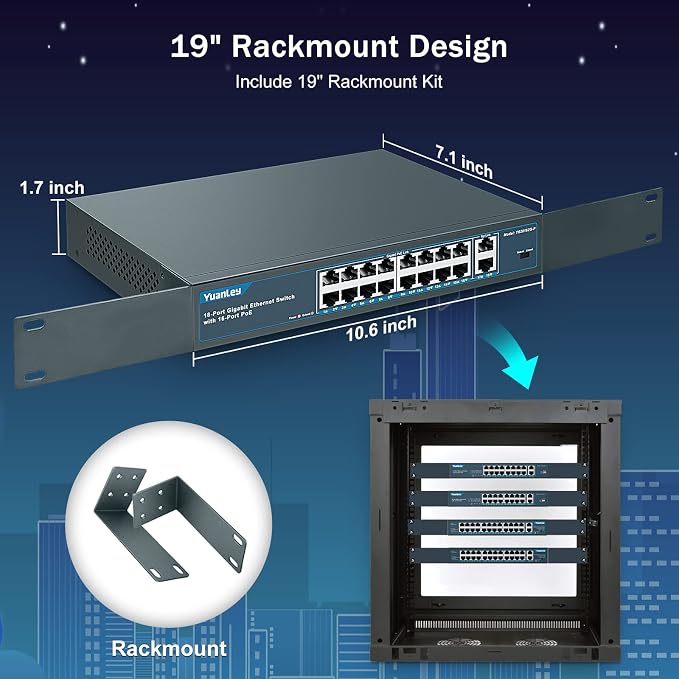 YuanLey 16 Port Gigabit PoE Switch - Image 5