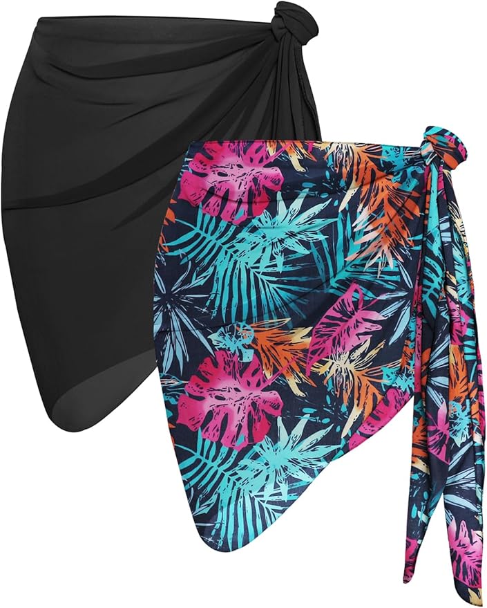 CHICGAL 2 Pieces Women Beach Sarong Bathing Suit Wrap Skirt Sheer Bikini by CHICGAL