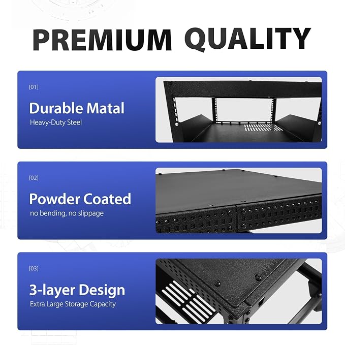 12U Open Frame Server Rack for IT & AV Gear 23-40 in Adjustable Depth Wall - Image 5