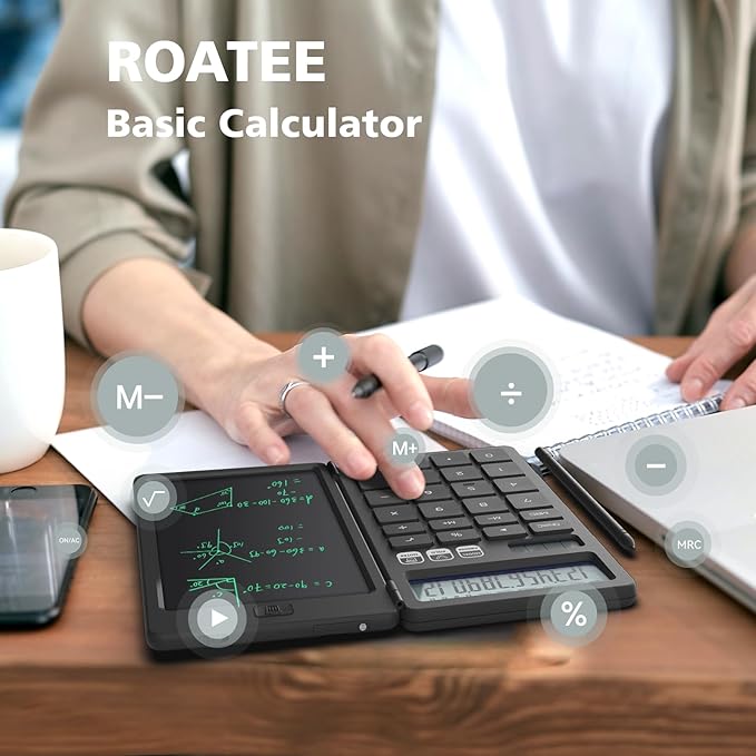 Desk Calculator with Erasable LCD Notepad Calculators ROATEE Desktop Basic - Image 2