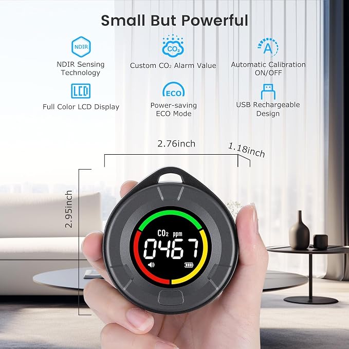 INKBIRDPLUS Portable CO2 Detector, Mini Indoor CO2 Monitor, NDIR Sensor - Image 5