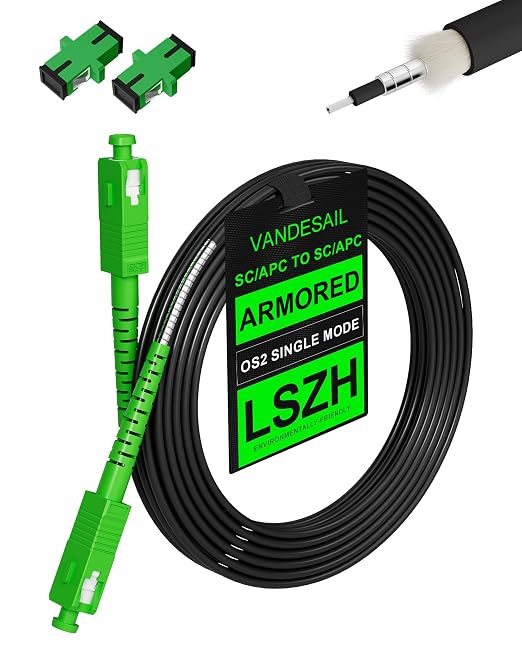 30M SC/APC Fiber Optic Internet Cable 100ft, Outdoor Armored SC/APC Fiber Patch by VANDESAIL