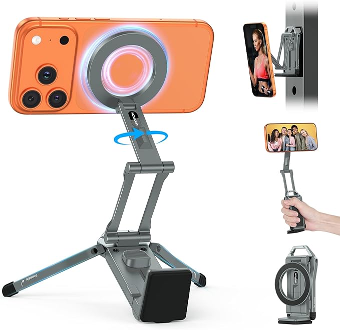 OMOTON TP02 360°Rotating for MagSafe Tripod Mount, Adjustable Aluminum Magnetic by OMOTON