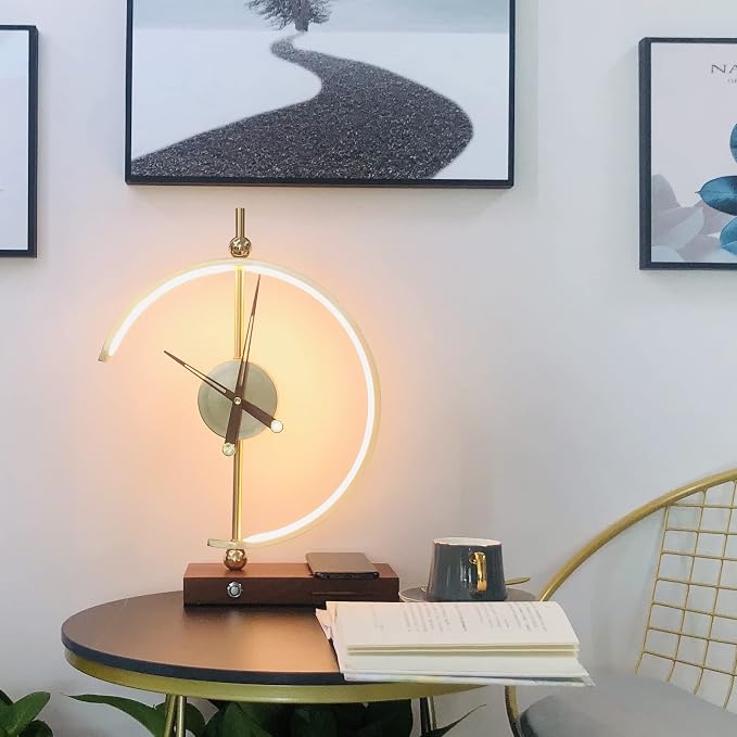 'Golden Time' Clock | Table Lamp | Qi Wireless and USB Charger - Image 6