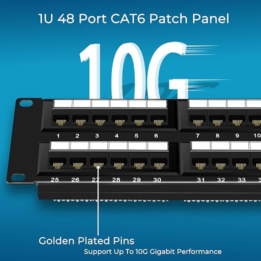 Rapink Patch Panel 48 Port Cat6 10G Support, Network Patch Panel UTP 19-Inch - Image 4