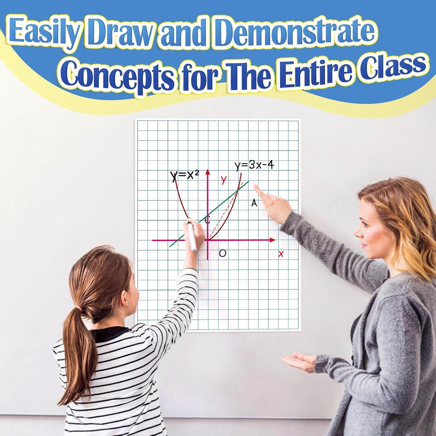 Aizweb Giant Magnetic Graph Paper,Dry Erase Grid Paper Graphing Paper for Classroom Whiteboard Accessories,Chart Paper Teacher Must Have Homeschool Teaching Supplies,Teacher Essential,21.5" x 16.5"