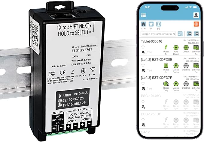 ezOutlet Industrial DIN Rail Mount Power Auto Reboot, Automatically Restarts by Unknown