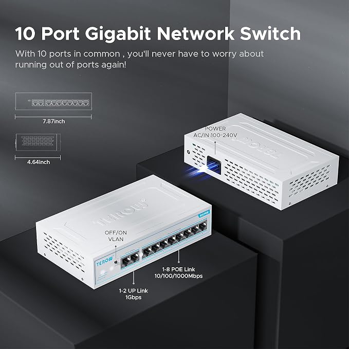PoE+ Ethernet Switch, IEEE802.3af/at, Desktop/Wall Mount, - Image 4
