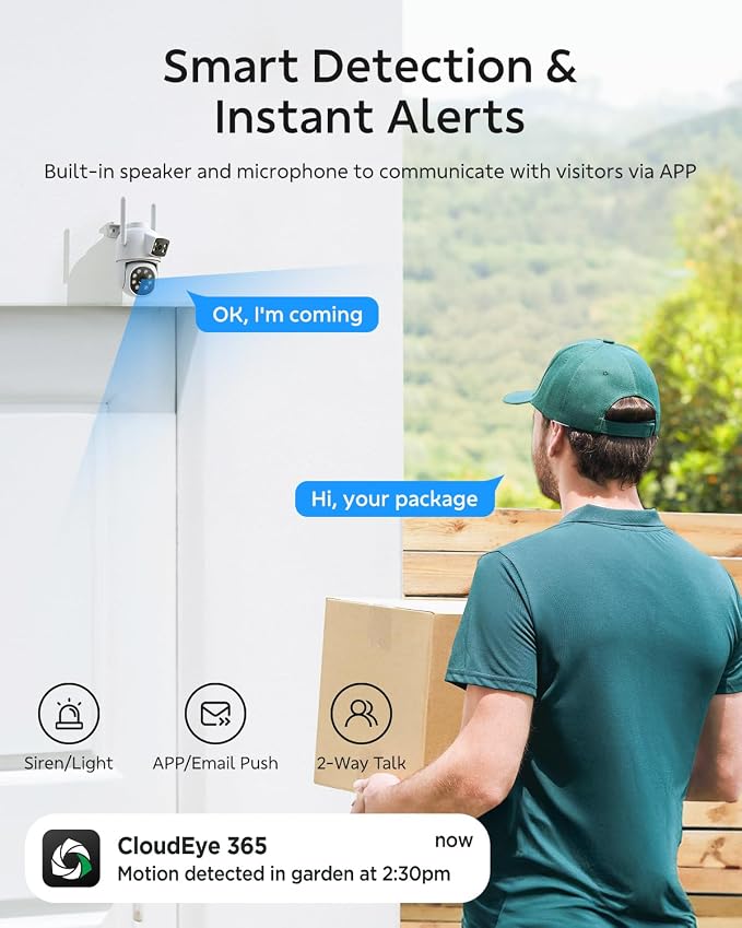 Dual Lens Security Cameras Wireless Outdoor, 2K Full HD Video, 360° View - Image 7
