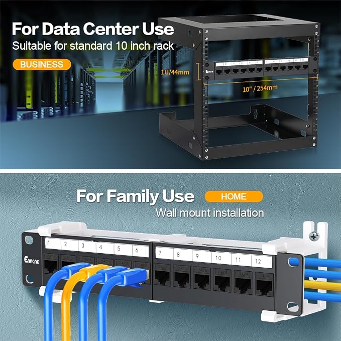 12 Port Patch Panel CAT6 Keystone Patch Panel Wall Mount 10 Inch Bracket - Image 5