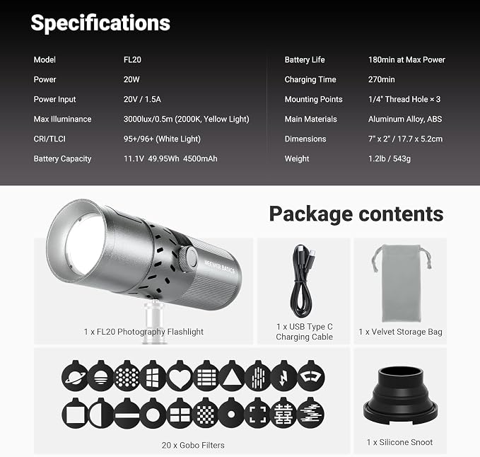 NEEWER BASICS 20W RGB Photography Flashlight - Image 9