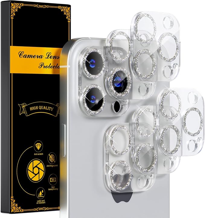 for 6 Pack iPhone 15 Pro/iPhone 15 Pro Max Camera Lens Protector 9H Tempered by Beuxece