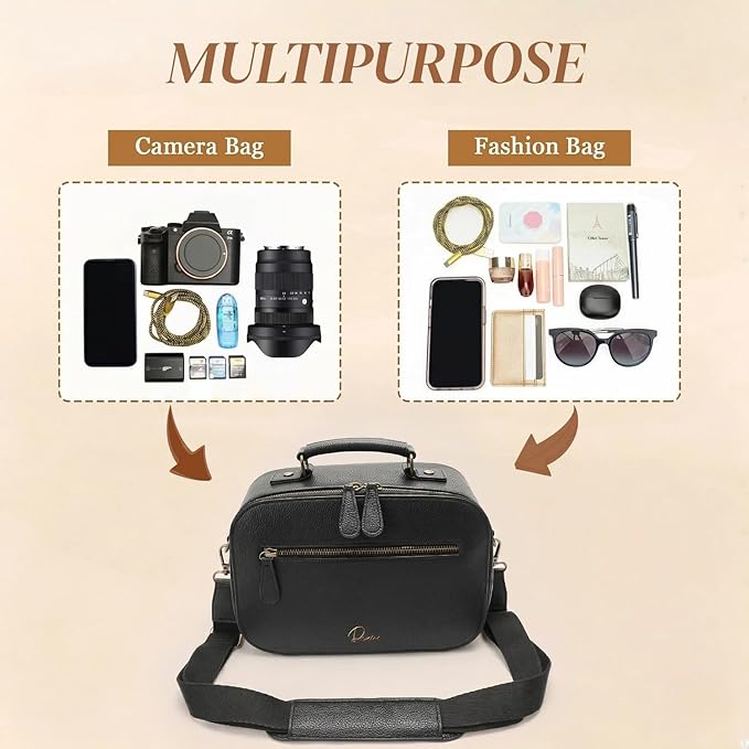 Camera Sling Bag, Waterproof PU Leather Crossbody Camere Bag - Image 5