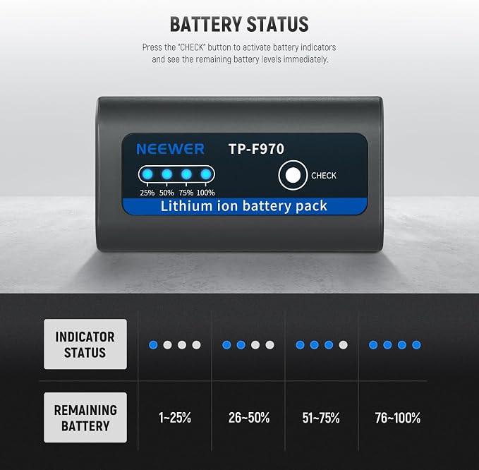 Neewer Basics 2Pcs NP-F970 Replacement Batteries 7800mAh, Compatible - Image 8