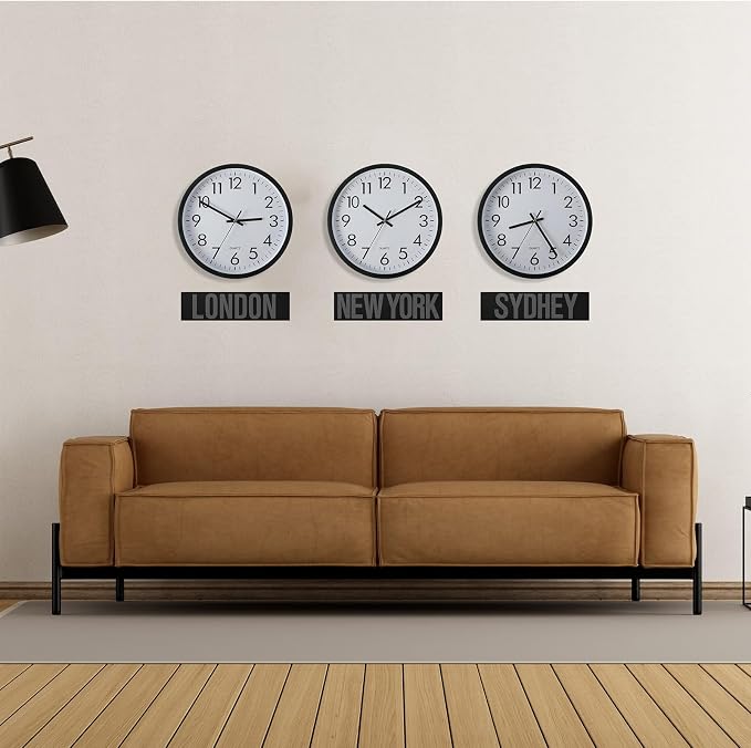 Sasylvia 3 Pcs 10 Inch Wall Clock Battery Operated Round Clock - Image 8