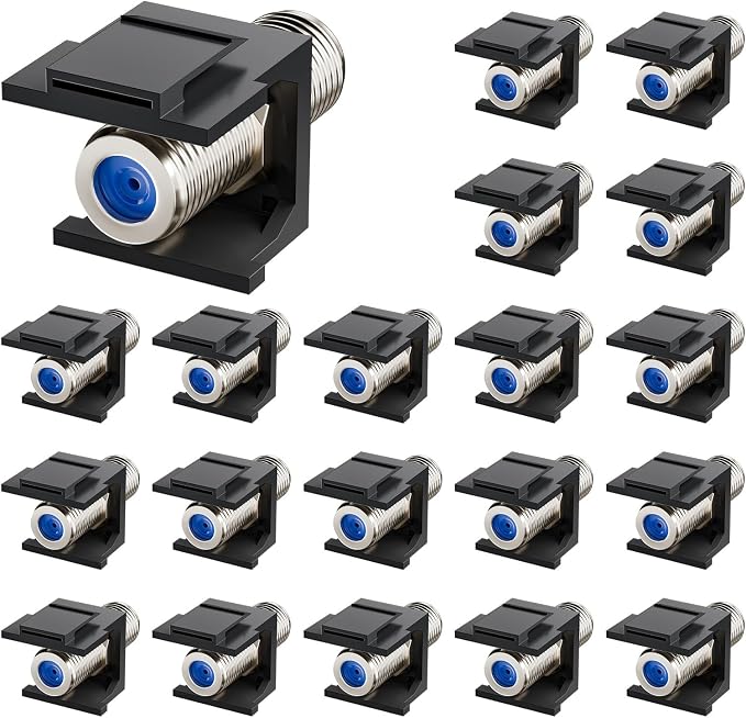 VCE Coax Keystone Jack Insert, 3GHz Nickel-Plated and Black Coaxial Cable by VCE