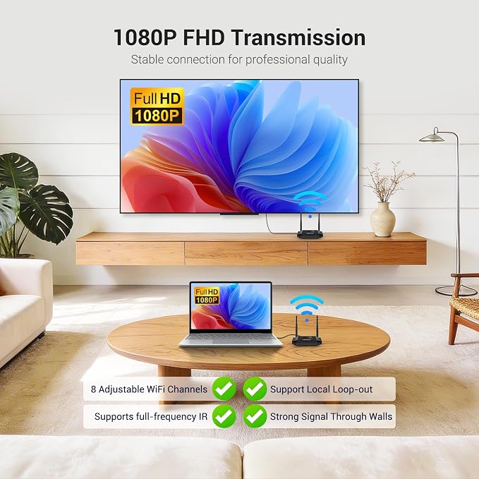 Wireless HDMI Transmitter and Receiver 4K Decoding 1080P 60HZ, 656 FT, HDMI - Image 2