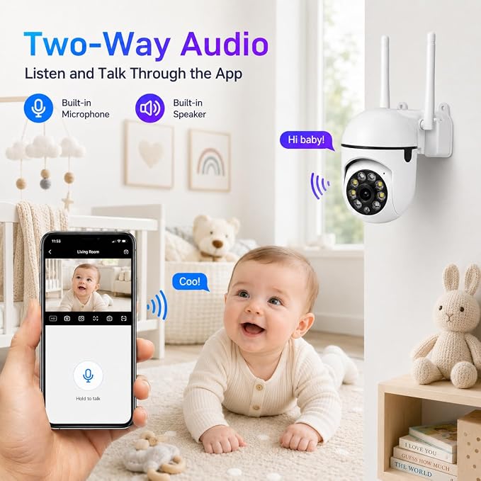 Security Camera Indoor 1080P Wired, Pan/Tilt Control, Two-Way Audio, Easy Setup - Image 6