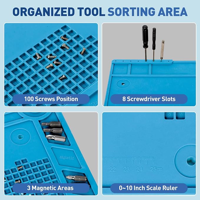 Silicone Mat Helping Hands Soldering Station, 30X/10X Magnifying Glass - Image 4