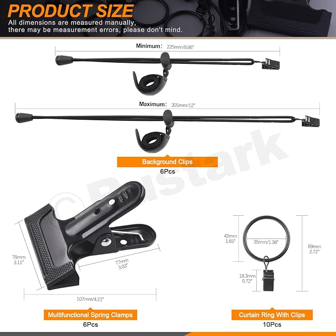 22Pcs Backdrop Heavy Duty Spring Clamps Elastic Photo Clips Holder Clips - Image 2