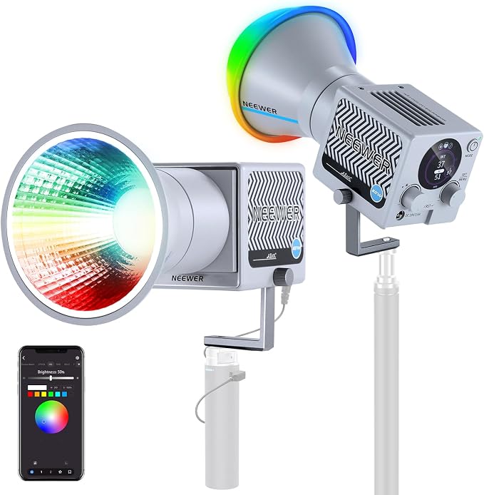 NEEWER 60W Portable RGB LED Video Light Handheld Fill Light, APP/2.4G/Panel by Neewer